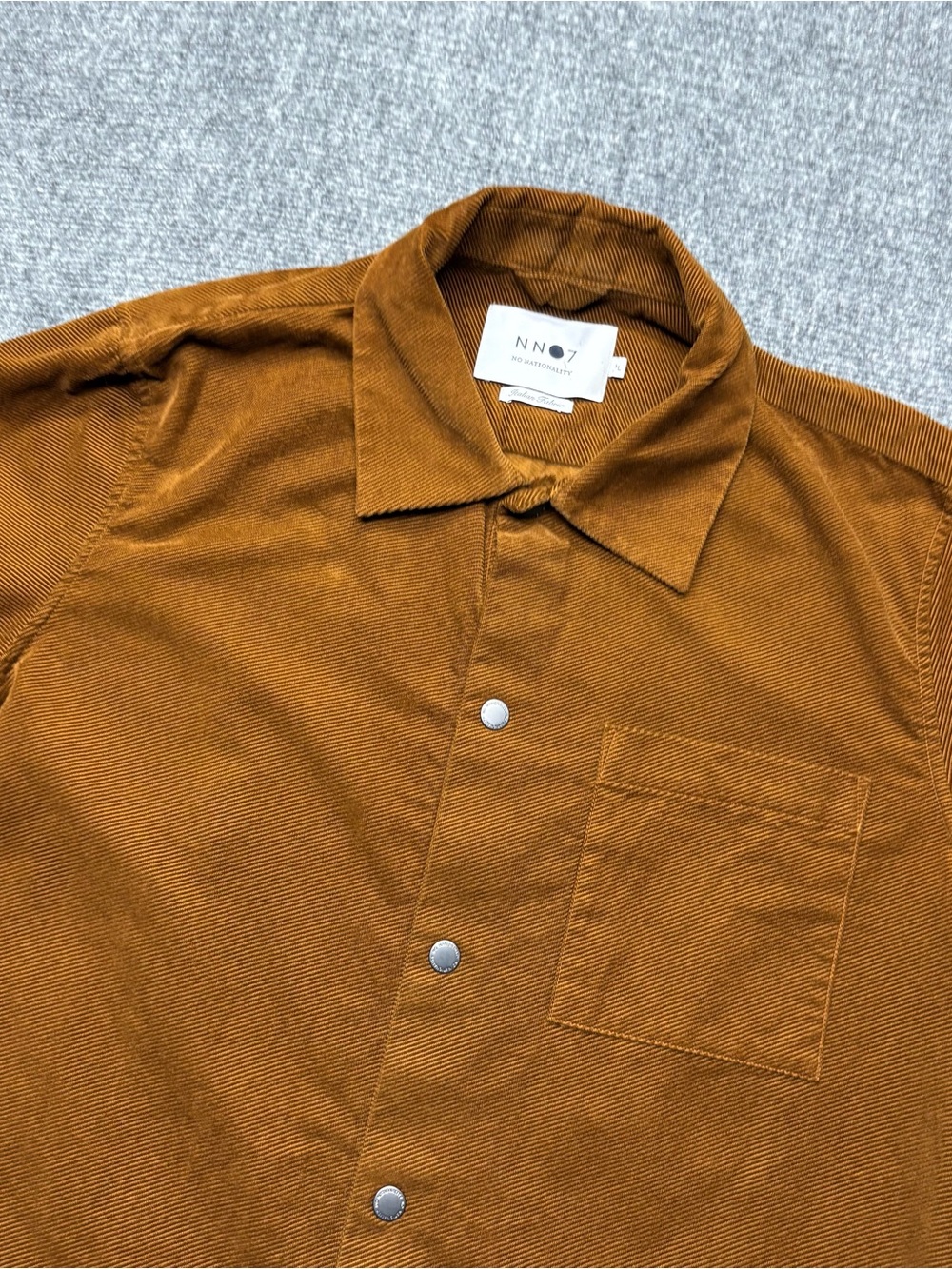 NN07 No Nationality Corduroy Shirt Mens L Brown Basso 1427 Duca Visconti Italian